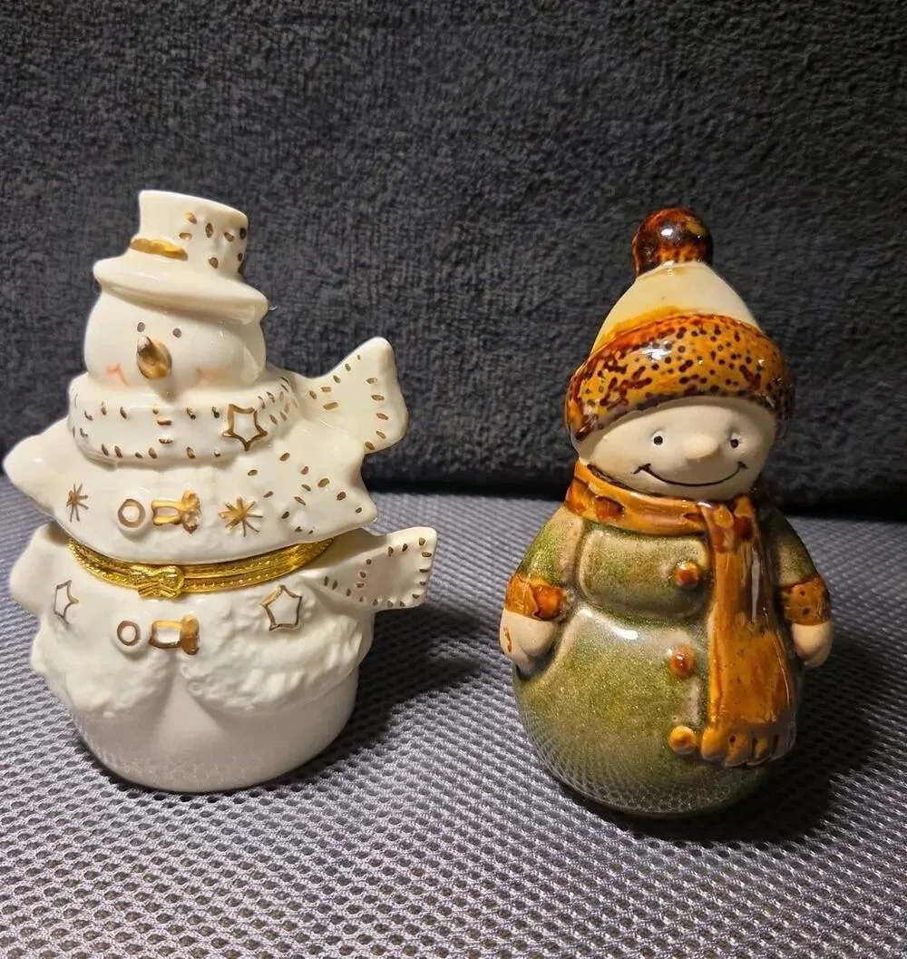 Snowman Trinket Box And Figurine
